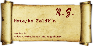Matejka Zalán névjegykártya