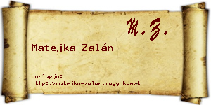 Matejka Zalán névjegykártya